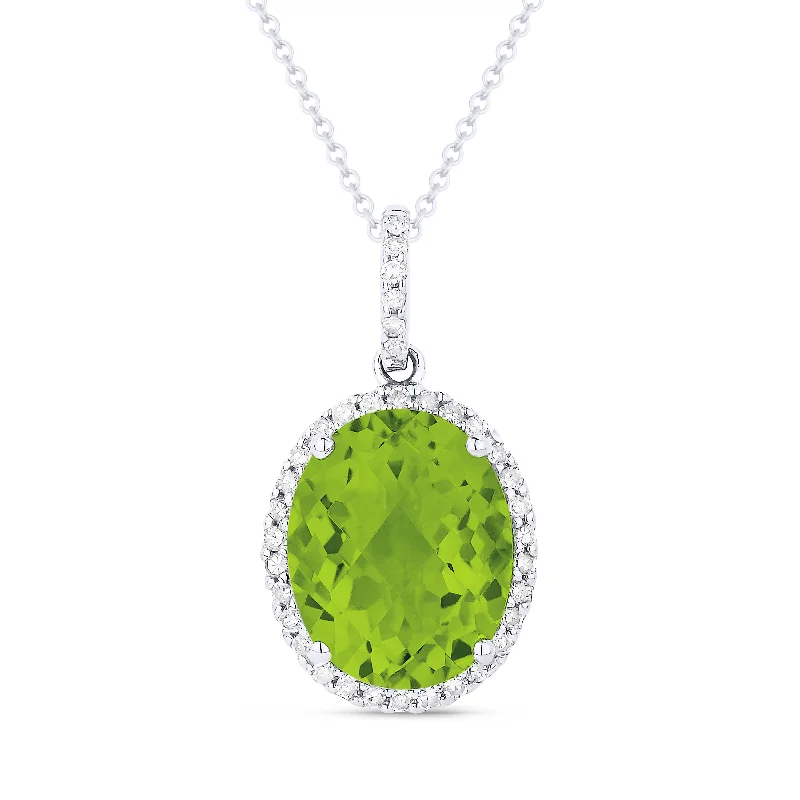 Braided cord necklaces-2.75Ct Peridot 16"pendant Necklace In 14K White Gold