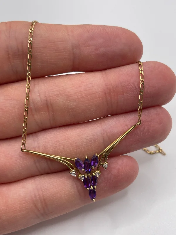 Tribal braid necklaces-9ct gold amethyst and diamond necklace