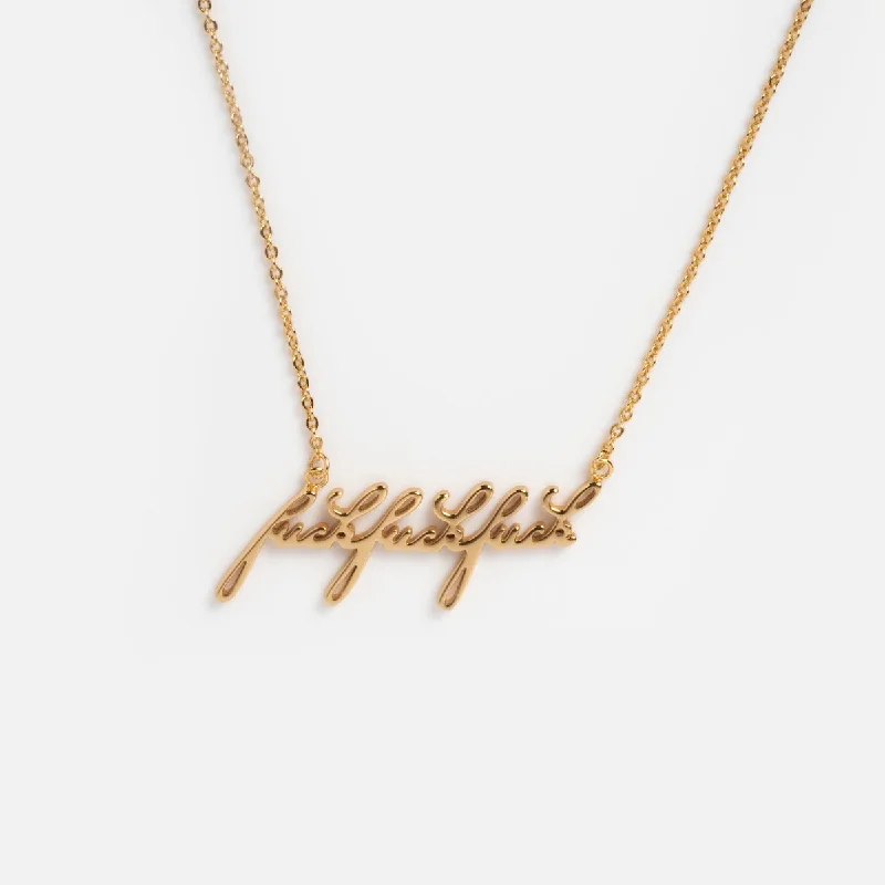 Lace detail necklaces-Fuck Fuck Fuck Script Necklace