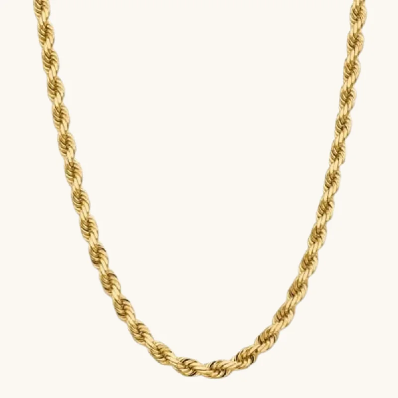 Heart motif necklaces-8.00mm Gold Rope Chain Necklace