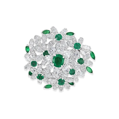 Citrine stone brooches-Oscar Heyman Emerald & Diamond Estate Brooch