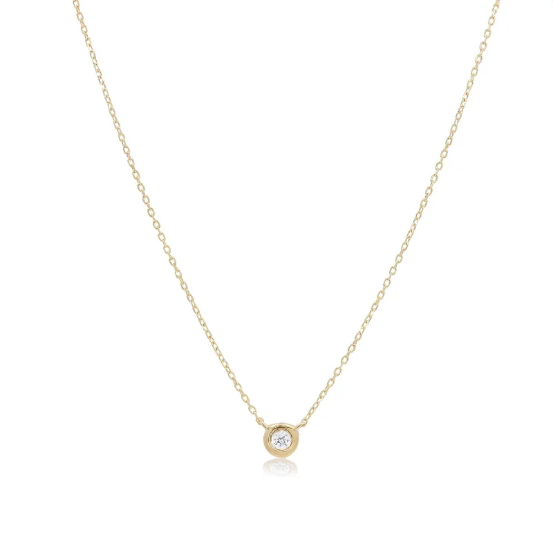 Opal pendant necklaces-Diamond Single Bezel Necklace