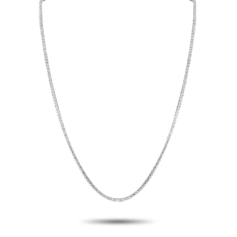 Textured gold necklaces-LB Exclusive 14K White Gold 15.26ct Lab-Grown Diamond Tennis Necklace MF01-020425