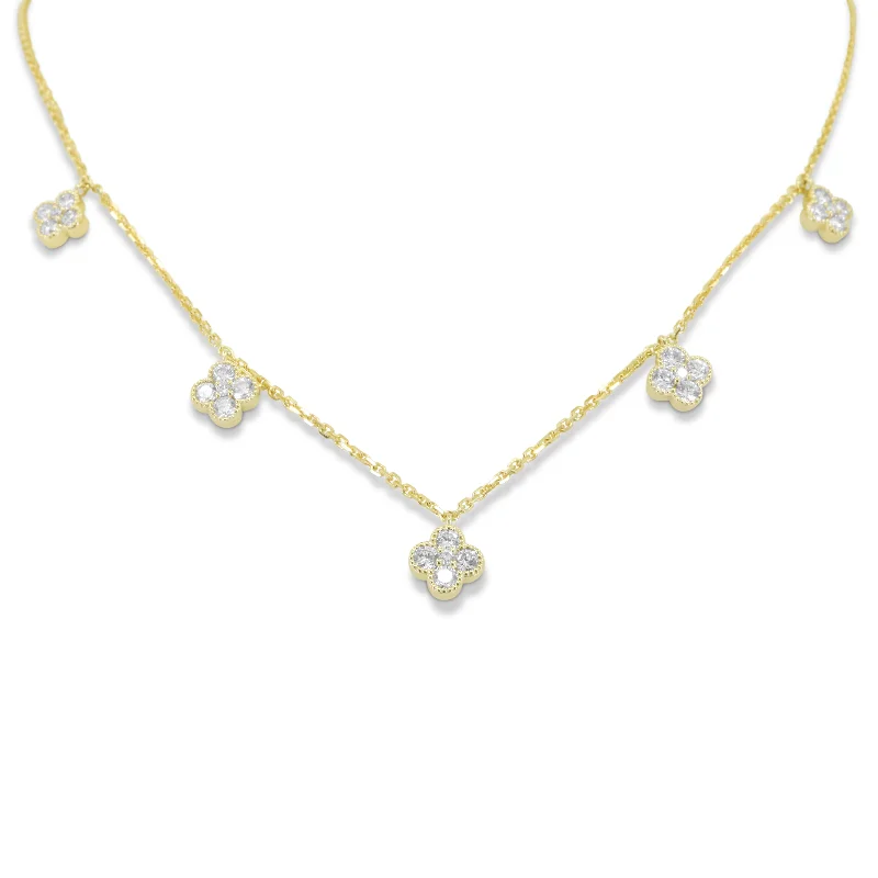 Crystal charm necklaces-0.72Ct Diamond Necklace In 14K Yellow Gold