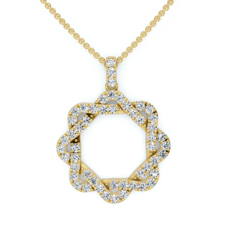 Starry night necklaces-1Ct Intertwined Circle Diamond Pendant Women's Gold Necklace Lab Grown