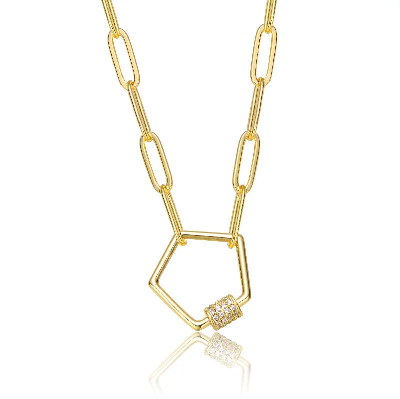 Dangling crystal necklaces-Rachel Glauber 14k Gold Plated Cubic Zirconia Charm Necklace