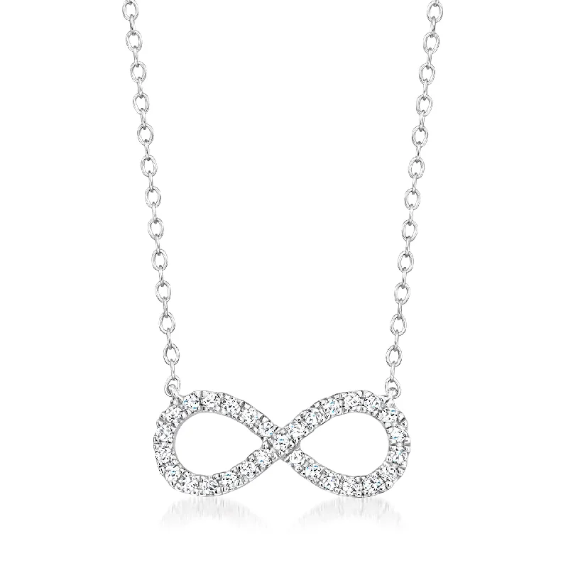 Asymmetrical necklaces-Ross-Simons Diamond Infinity Necklace in Sterling Silver