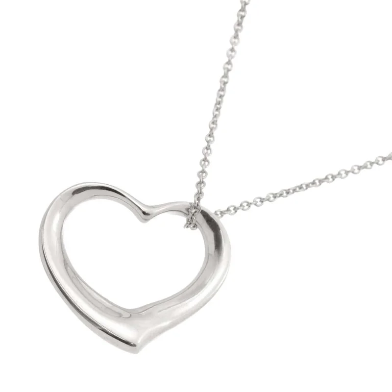 Long chain necklaces-Tiffany Open Heart Sterling  Necklace (Pre-Owned)