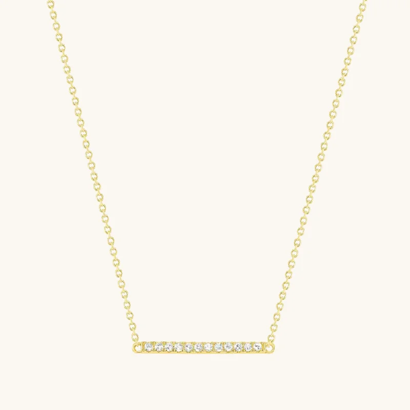 Custom initial necklaces-Mini Diamond Bar Necklace