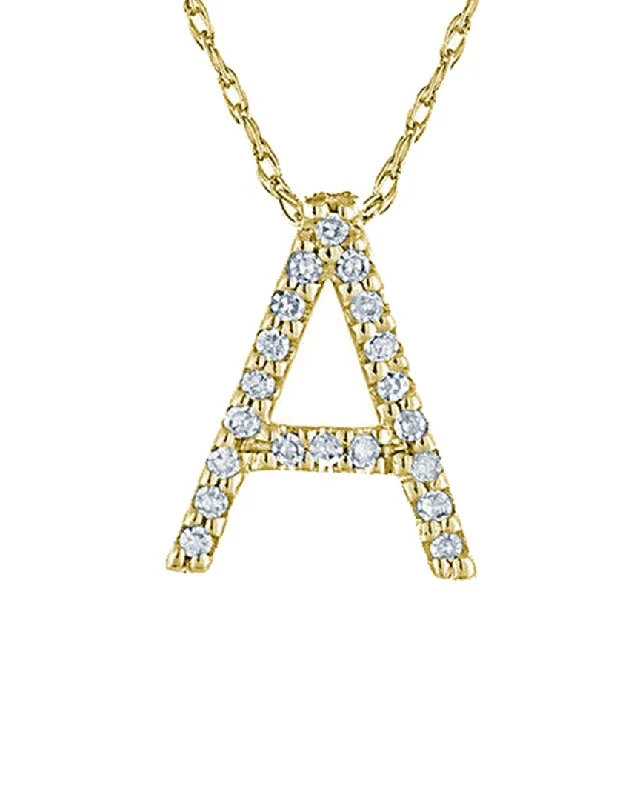 Mixed metal necklaces-Suzy Levian 14K 0.1 ct. tw. Diamond Initial Necklace