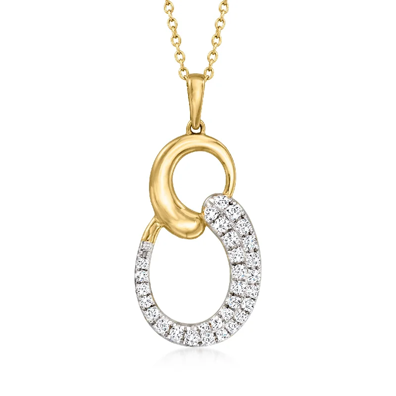 Velvet ribbon necklaces-Ross-Simons Pave Diamond Swirl Pendant Necklace in 18kt Yellow Gold