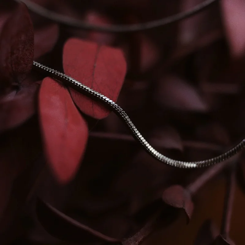 Sapphire drop necklaces-Midnight Gunmetal Snake Chain Necklace