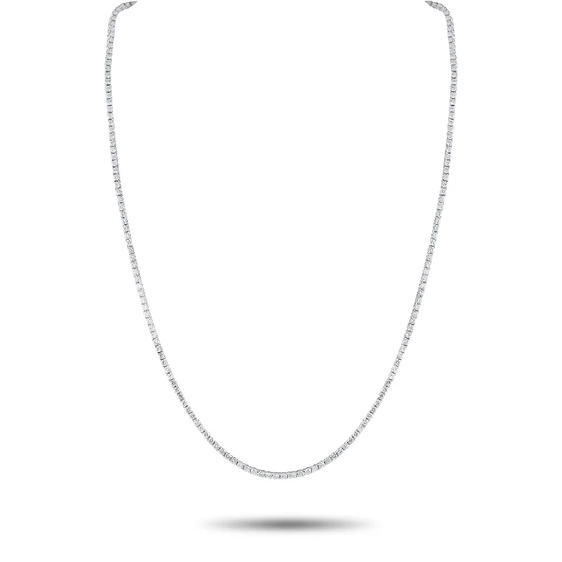 Opal pendant necklaces-LB Exclusive 14K White Gold 10.20ct Lab-Grown Diamond Tennis Necklace LGD19-020325