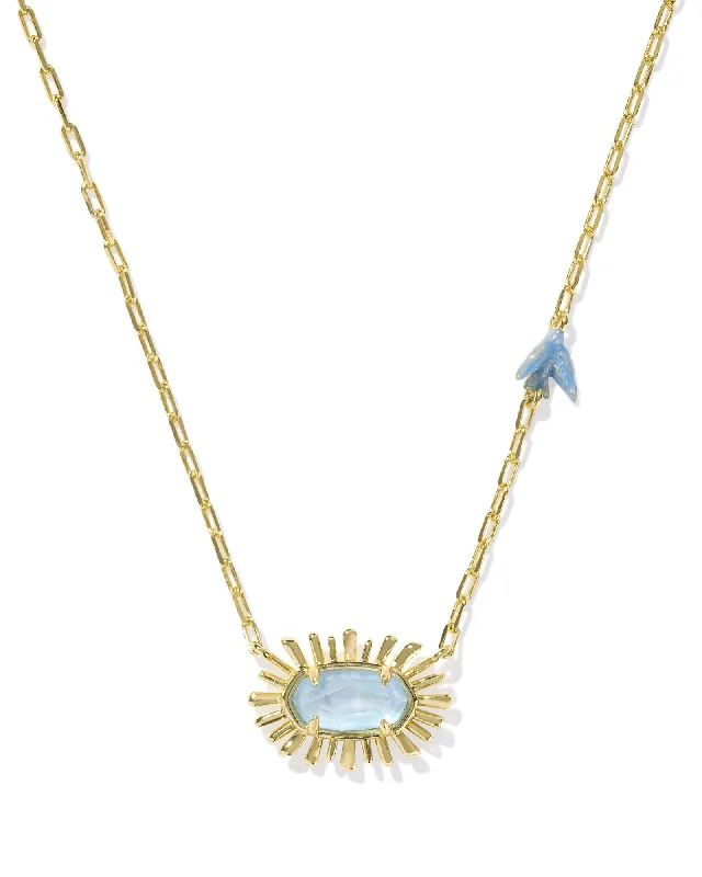 Rose quartz necklaces-Kendra Scott - Necklace - Elisa Bird Gold Short Pendant Necklace - Sky Blue Mother of Pearl