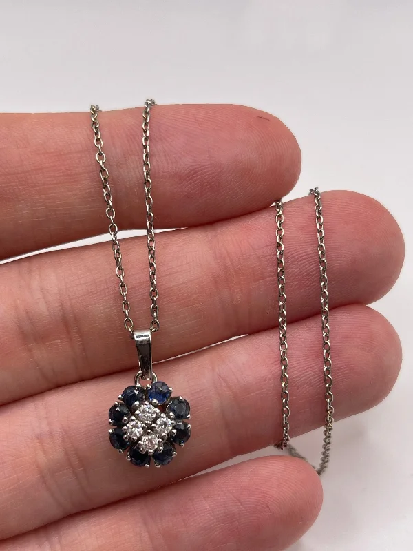 Zodiac charm necklaces-18ct white gold sapphire and diamond necklace