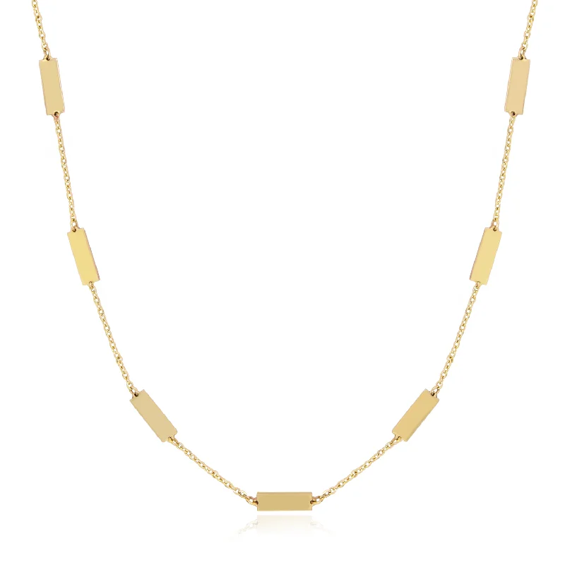 Knot accent necklaces-Gold Bar Chain Necklace