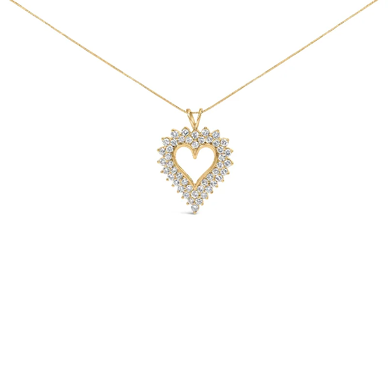 Luxe satin necklaces-14K Yellow Gold Plated .925 Sterling Silver Brilliant-Cut Diamond Open Heart 18" Pendant Necklace