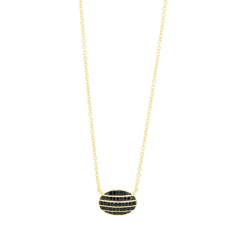 Textured gold necklaces-Industrial Finish Oval Cobblestone Pendant Necklace