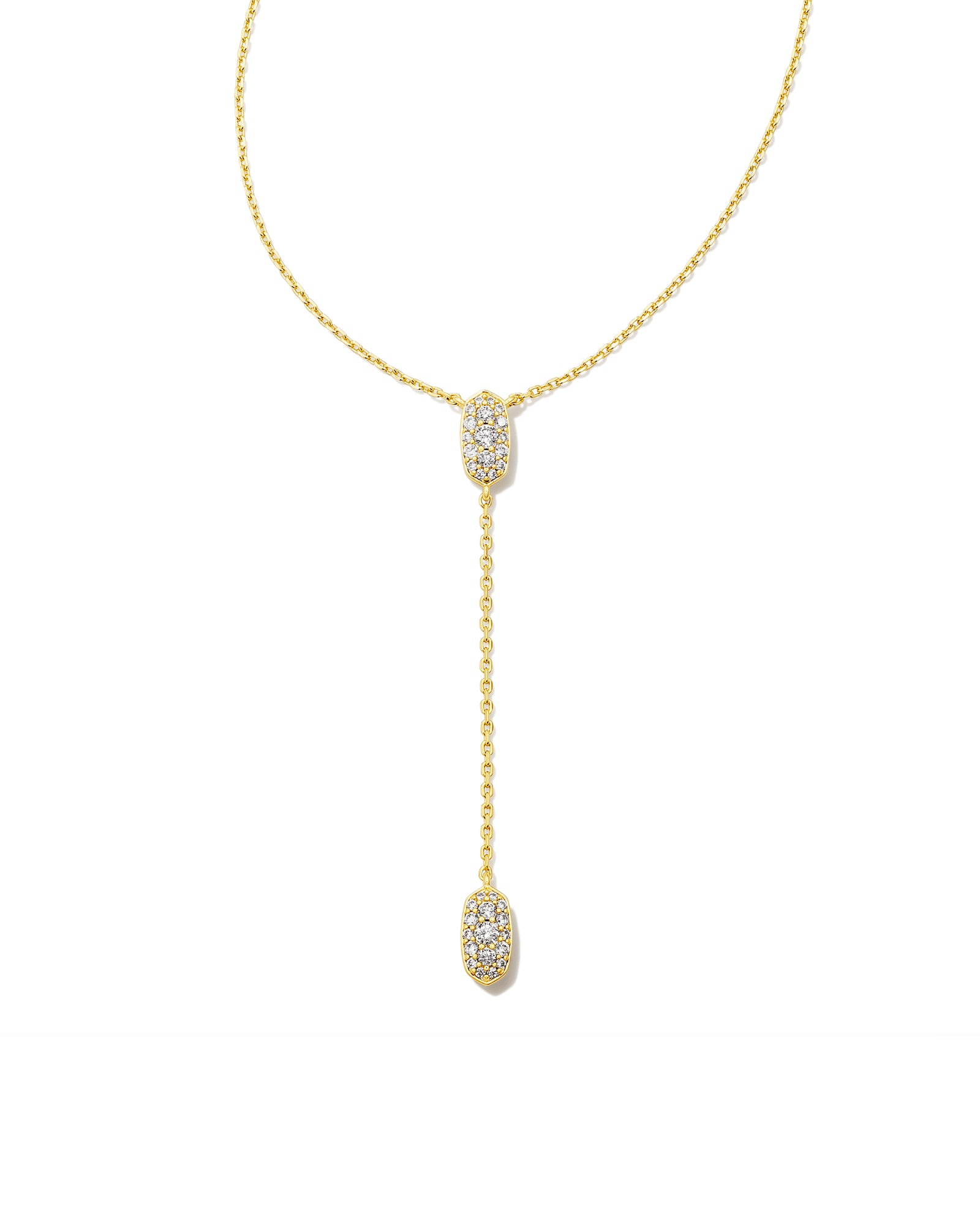 Glass bead necklaces-Kendra Scott - Grayson Y Necklace  - Gold White CZ