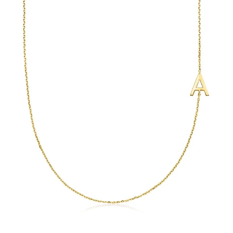 Heart motif necklaces-RS Pure by Ross-Simons 14kt Yellow Gold Initial Station Necklace