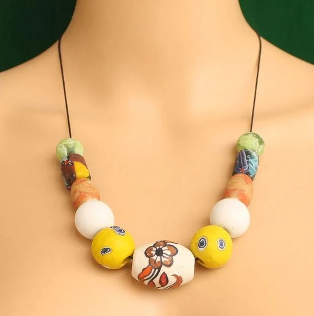 Moonstone necklaces-Ceramic Beaded Necklace MultiColor