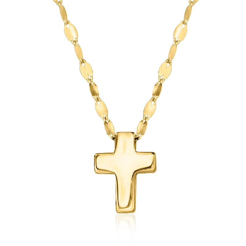 Ocean shell necklaces-Canaria Italian 10kt Yellow Gold Puffed Cross Necklace