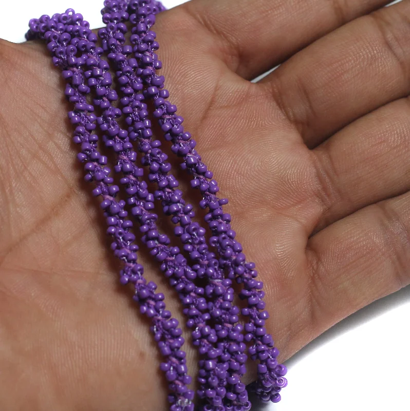 Sapphire drop necklaces-1 Mtr Opaque Seed Bead Beaded String For Necklace