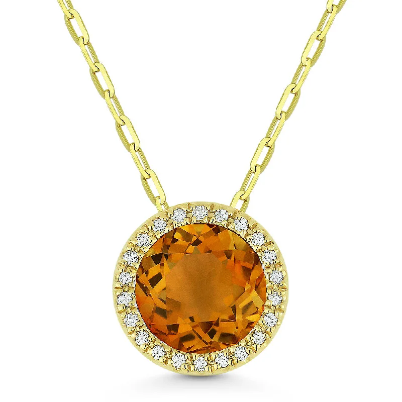 Wide bib necklaces-1.25Ct Citrine 16"pendant Necklace In 14K Yellow Gold