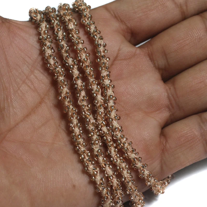 Triple-strand necklaces-1 Mtr Silver Line Seed Bead Beaded String For Necklace