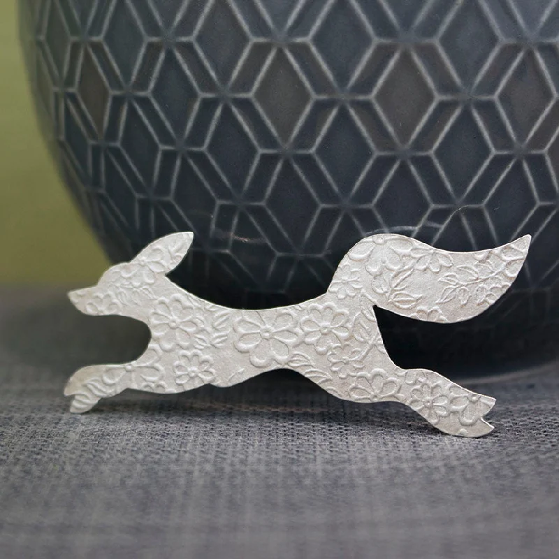 Wooden carved brooches-Fox Brooch