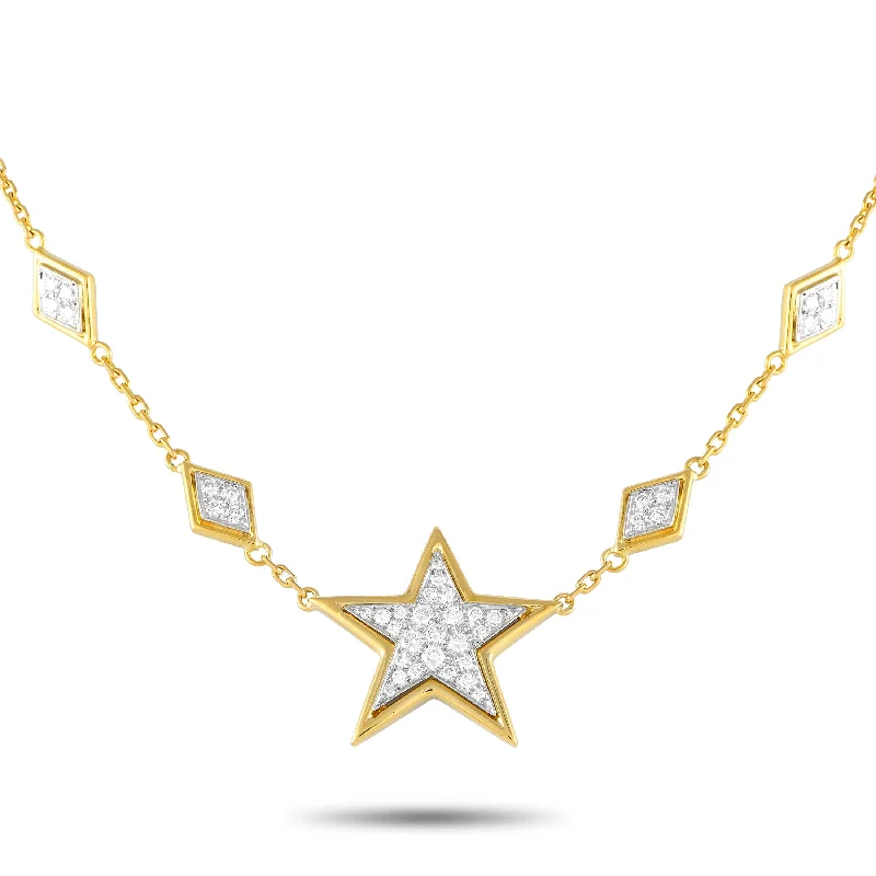 Opal pendant necklaces-David Webb 18K Yellow Gold 2.0ct Diamond Star Necklace DW19-011625