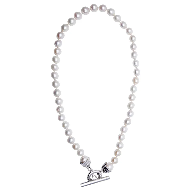 Magnetic clasp necklaces-Toggle Necklace - Fresh Water Pearls (327BS)