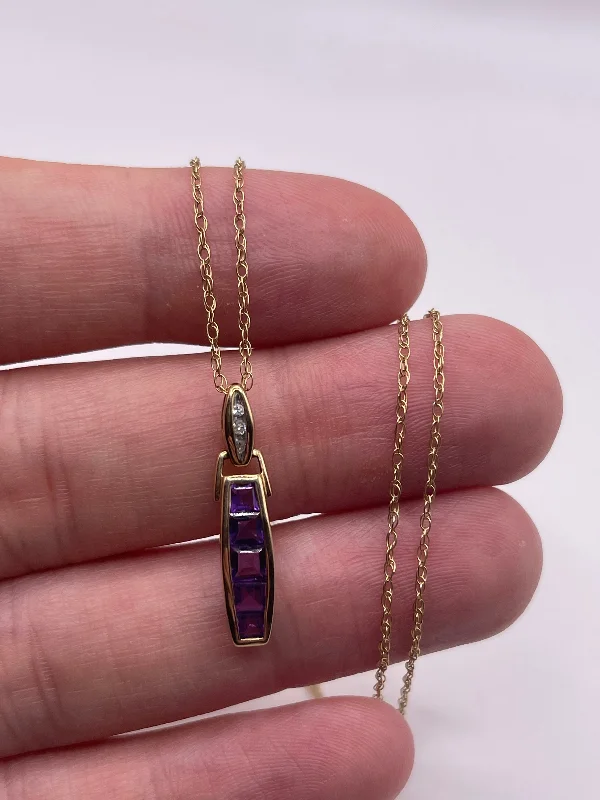 Braided cord necklaces-9ct gold amethyst and diamond necklace