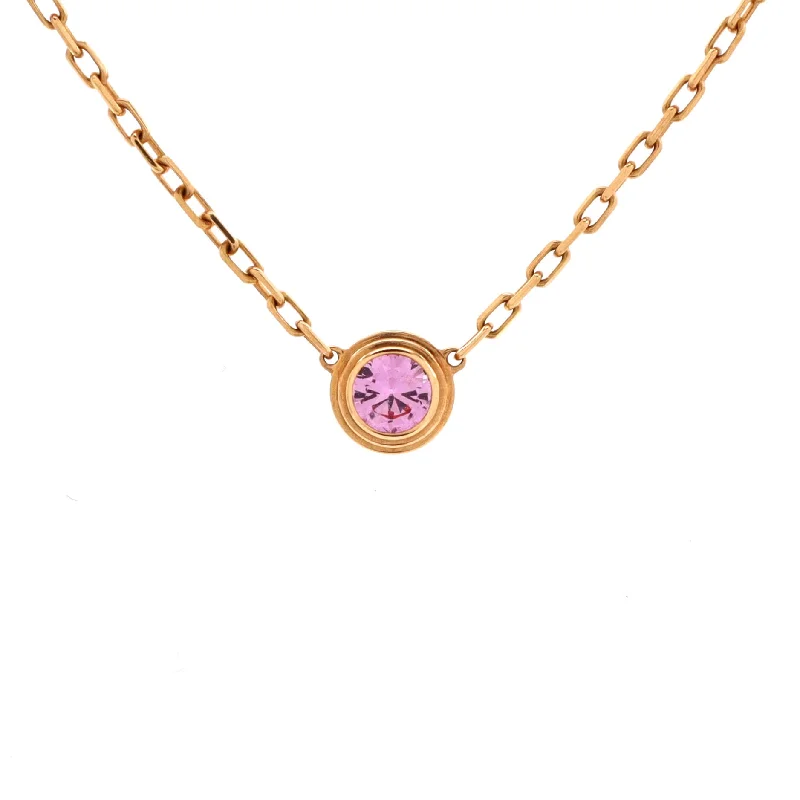 Sapphire drop necklaces-Cartier D'Amour 1 Pink Sapphire Necklace 18K Rose Gold