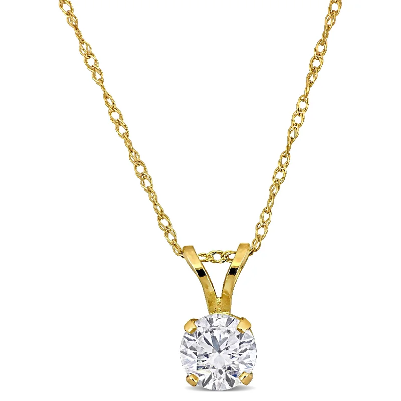 Textured gold necklaces-Created Forever 1/2ct TW Lab-Grown Diamond Solitaire Necklace14k Yellow Gold-17 in