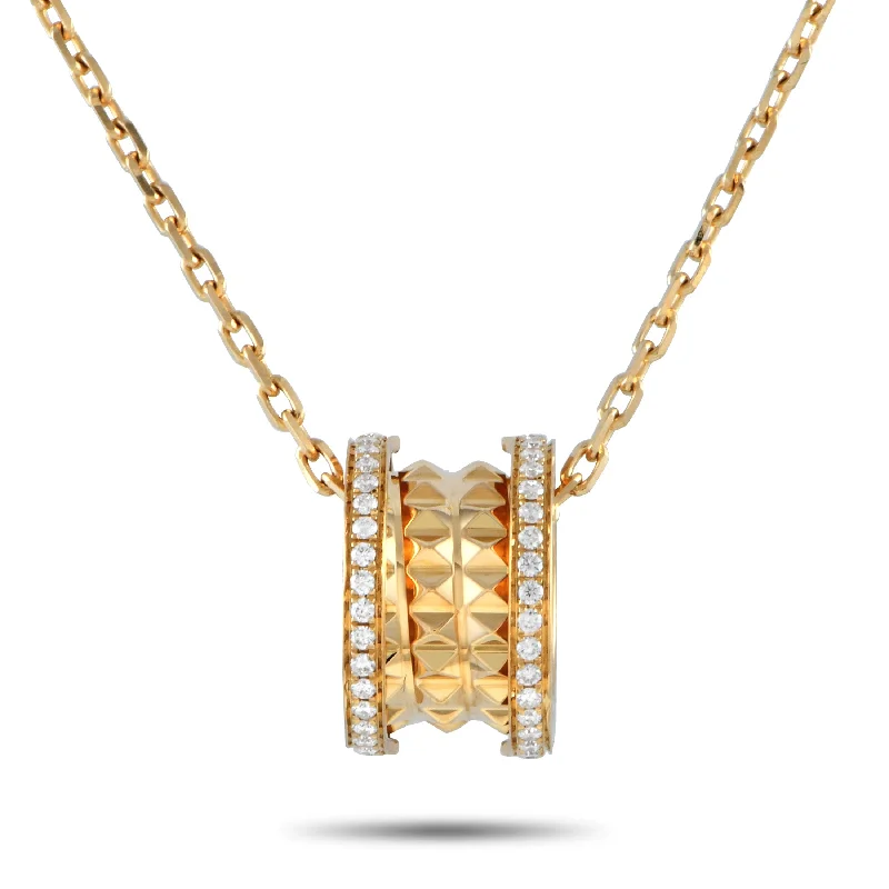 Antique medallion necklaces-Bvlgari B.Zero1 18K Yellow Gold Diamond Rock Pendant Necklace  BV03-020525