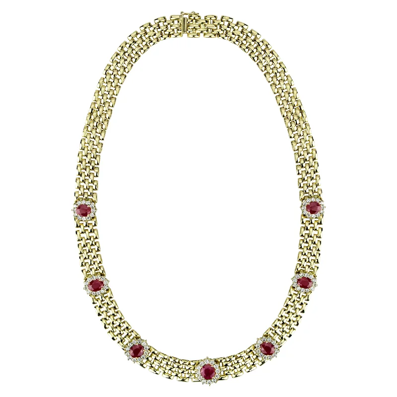 Y-shaped necklaces-Necklace - Ruby And Diamond (2314A)