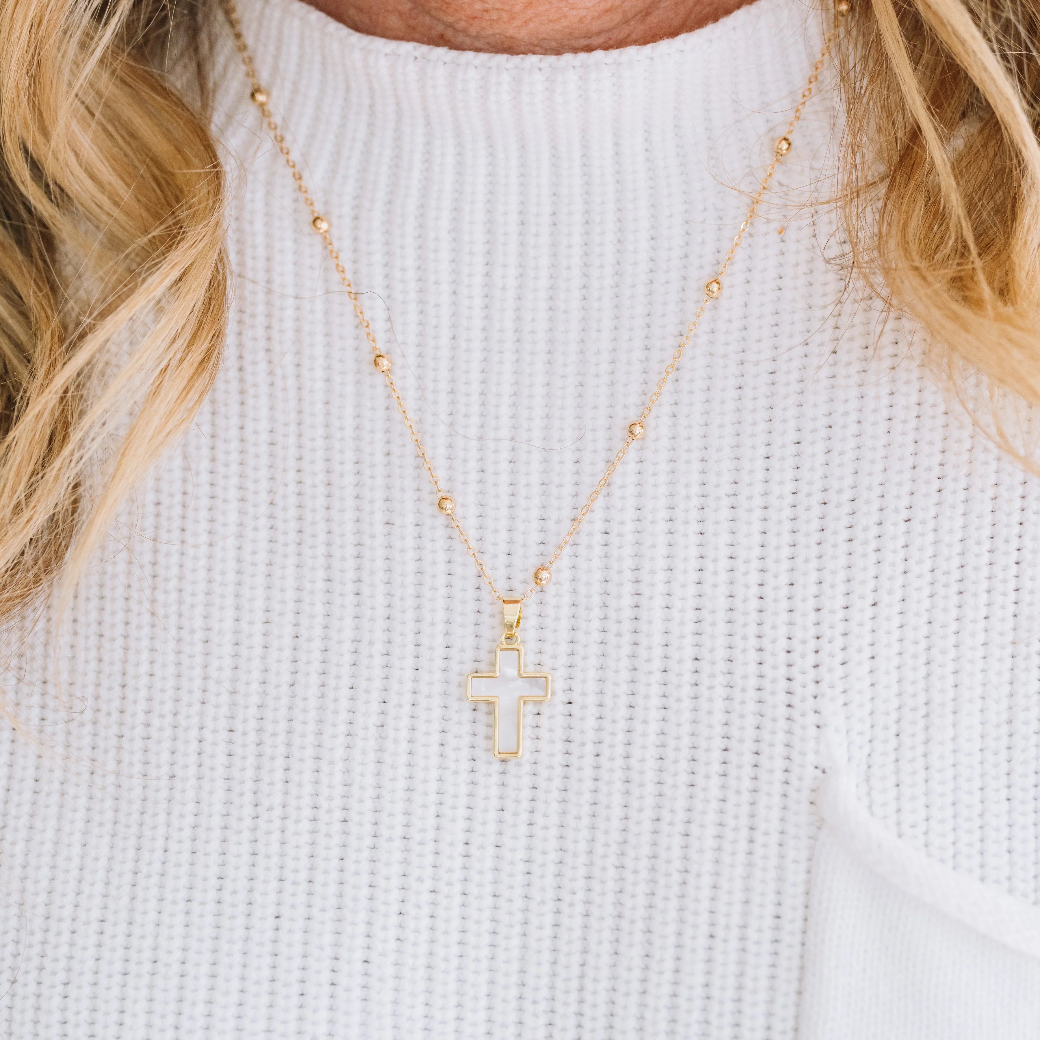 Textured gold necklaces-InspireDesigns - Necklace - Pure Joy - Cross