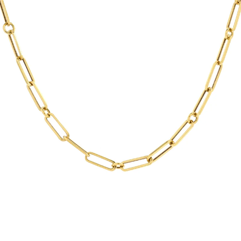 Toggle clasp necklaces-Paper Clip Chain Necklace 18K Yellow Gold 17"