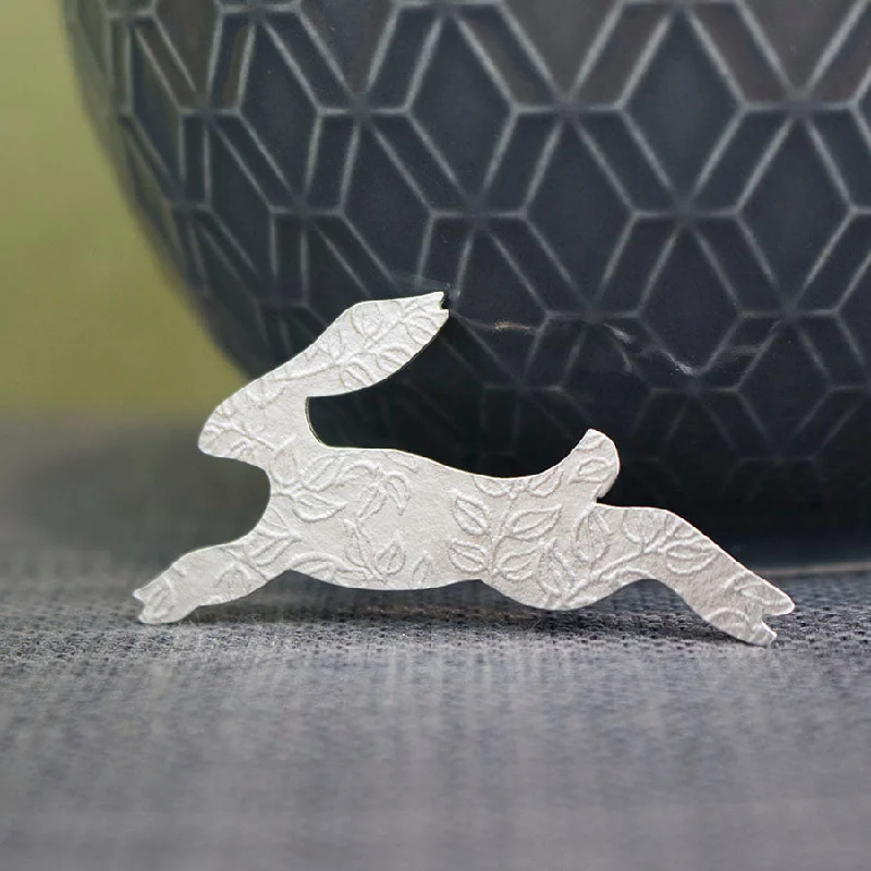 Feather detail brooches-Small Hare Brooch