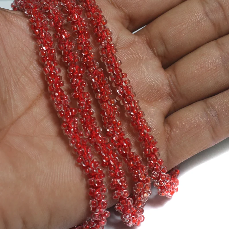 Bamboo charm necklaces-1 Mtr Trans Seed Bead Beaded String For Necklace