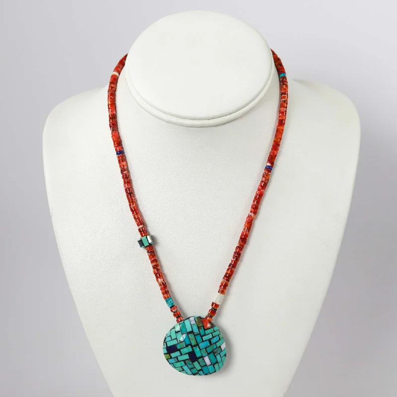 Cluster bead necklaces-Inlay Shell Necklace