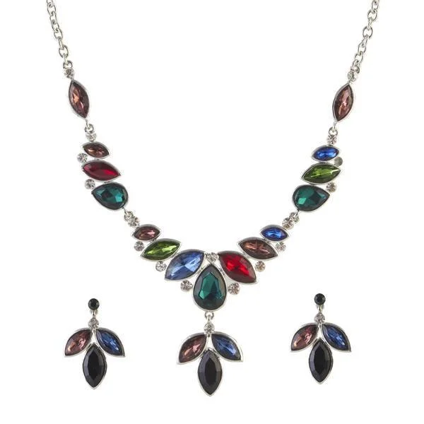 Evil eye necklaces-Multicolour Austrian Stone Necklace Set