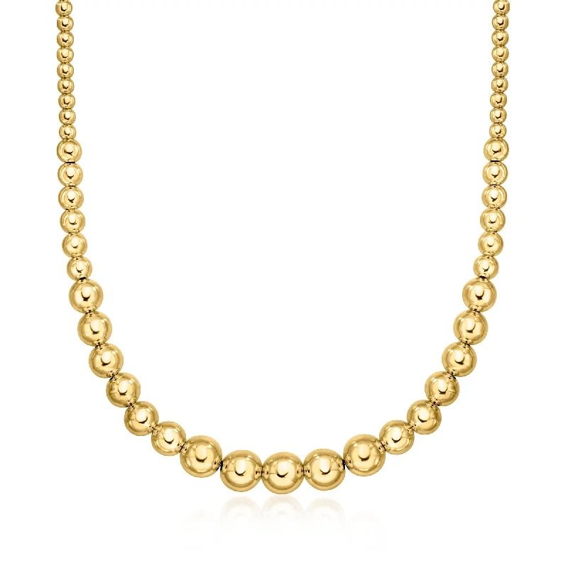 Baroque pearl necklaces-Ross-Simons Italian 4-10mm 18kt Gold Over Sterling Graduated Bead Necklace