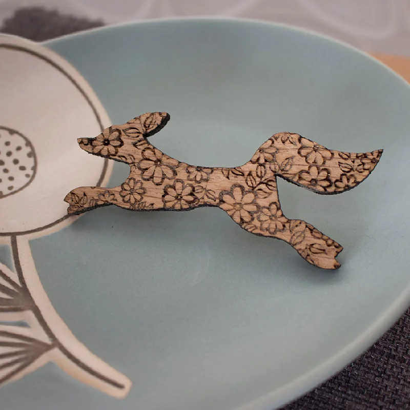 Crystal studded brooches-Oak Fox Brooch