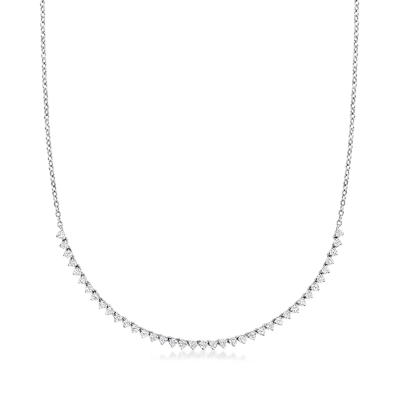 Herringbone necklaces-Ross-Simons Diamond Necklace in 14kt White Gold