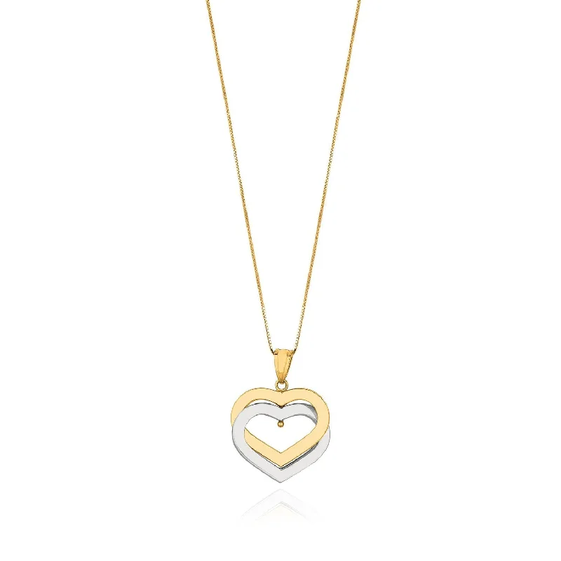 Celestial bead necklaces-Two Tone Double Golden Heart Necklace