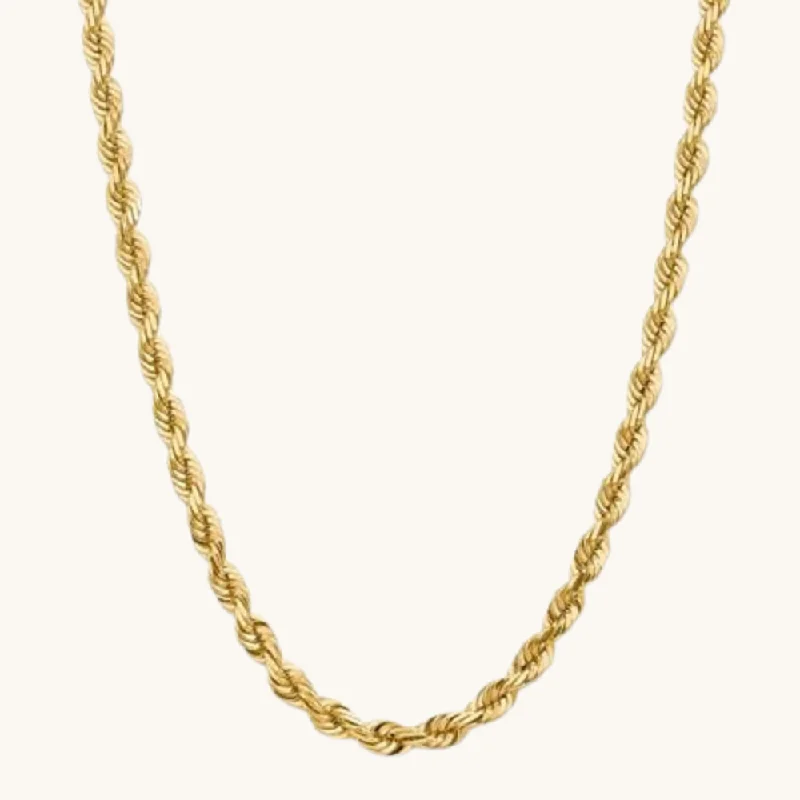 Multi-layer necklaces-7.00mm Gold Rope Chain Necklace