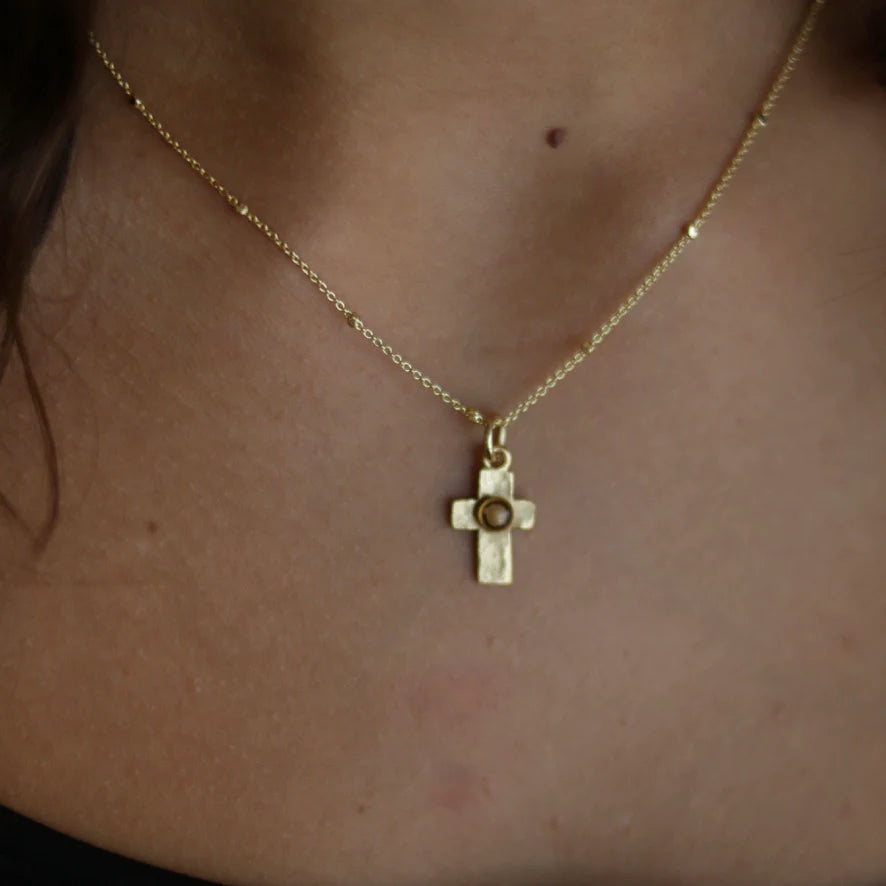 Opal pendant necklaces-InspireDesigns - Necklace - Mustard Seed Cross