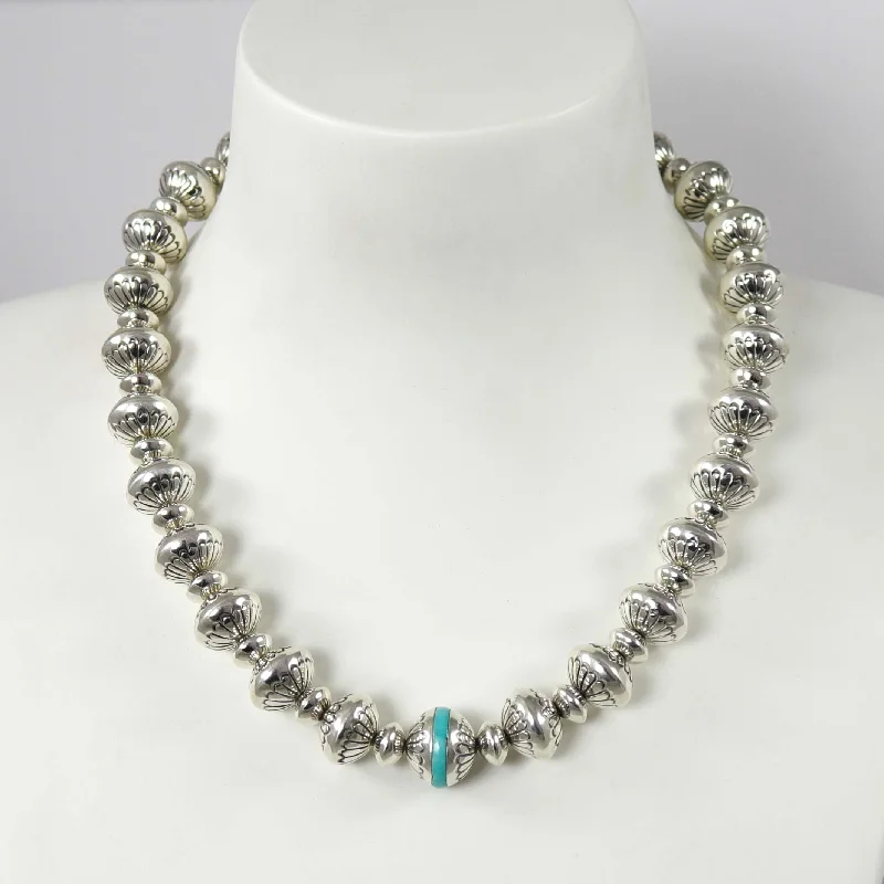 Vintage pearl necklaces-Turquoise Navajo Pearl Necklace